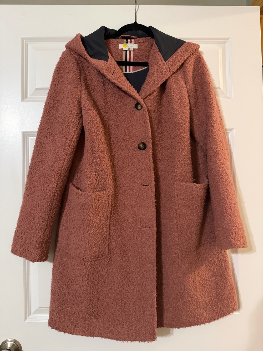 Boden Rose-Tone Teddy Hooded Coat